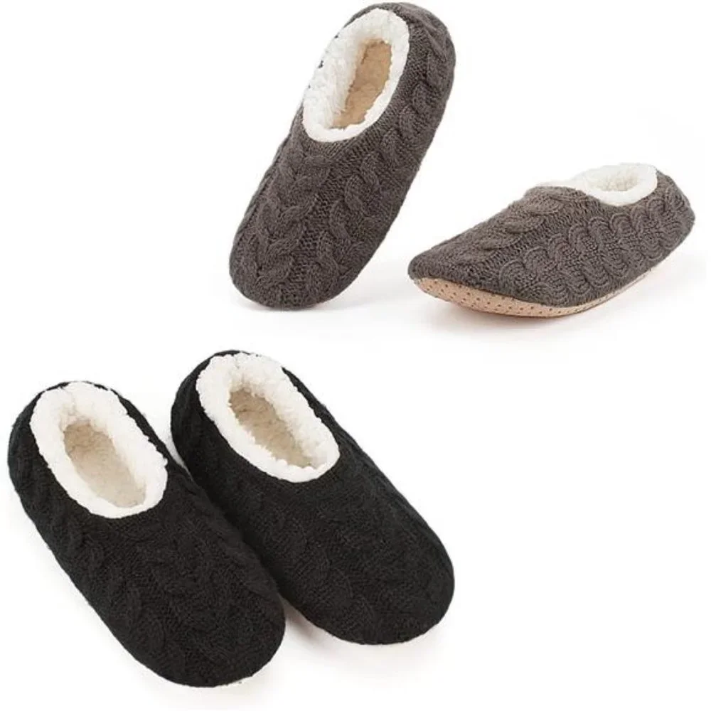 2-Pair Women's Soft Sole Slipper Socks with Grippers